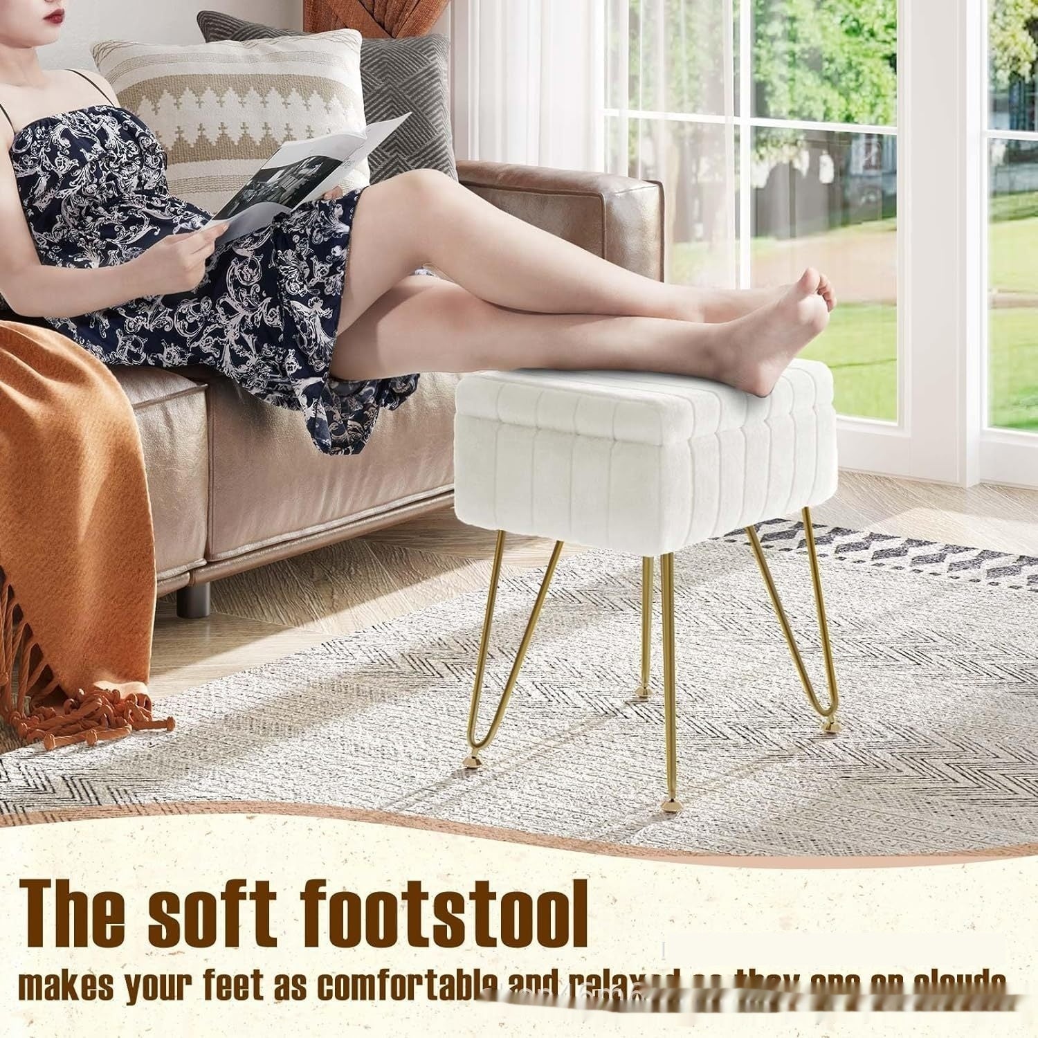 Dresser Square White Small Size Makeup Stool